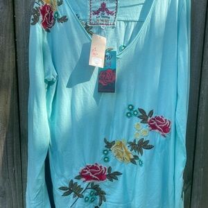 Embroidered Floral Long Sleeve Top